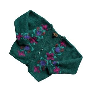 Vintage 90s Eddie Bauer Floral Wool Cardigan